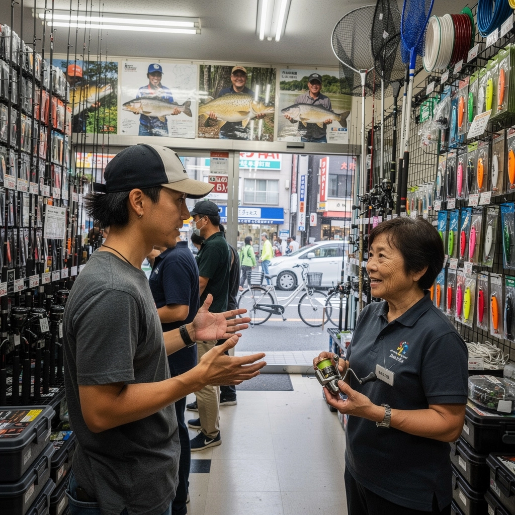 地元の川で釣りをする釣り人が美しい風景を背景にしている写真。