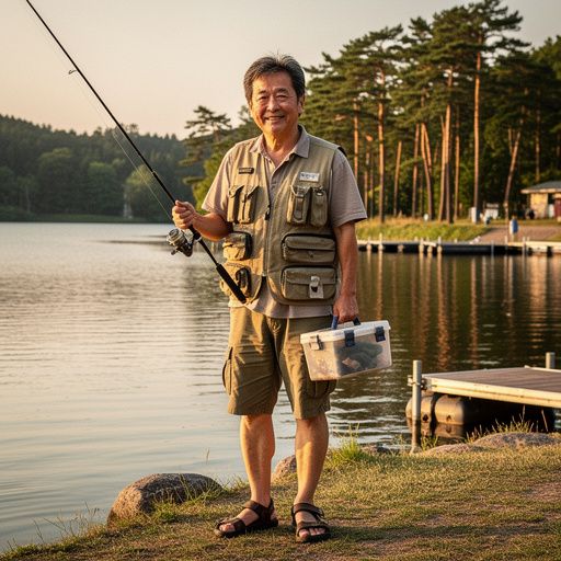 釣り具が並ぶ店内の様子、様々な種類の釣り道具が見える。