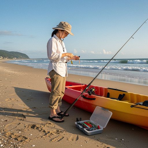 日本の美しい湖で釣りを楽しむ家族の風景、笑顔が溢れている。